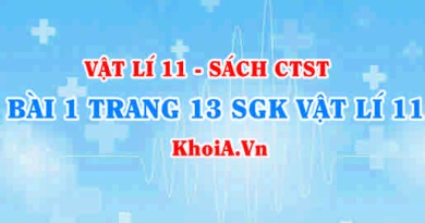 Bài 1 trang 13 SGK Vật lí 11 Chân trời sáng tạo